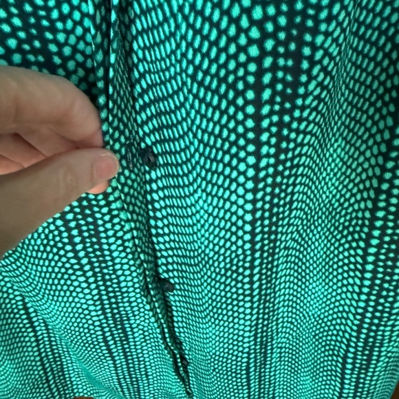 Apt. 9 Green and Black Top with hidden button down front, Size Large - Picture 3 of 7